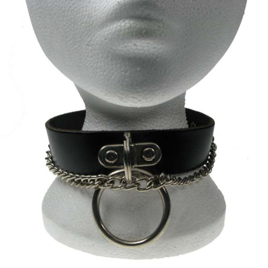 NB065 2 Row Medium Ring Handle Plate & Short Chain Leather Choker