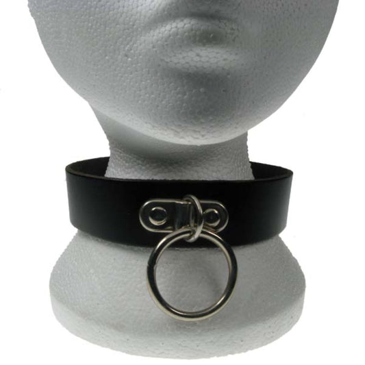 NB069 2 Row Handle Plate Medium Ring Leather Choker
