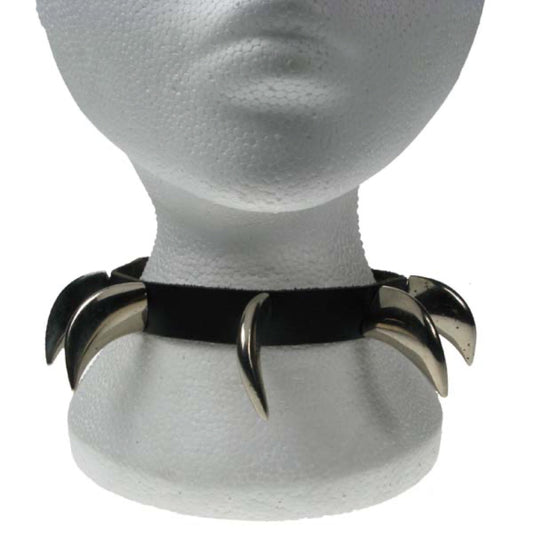 NB074 1 Row Saber Tooth Leather Choker
