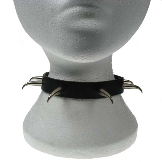 NB077 1 Row Small Tusk Leather Choker