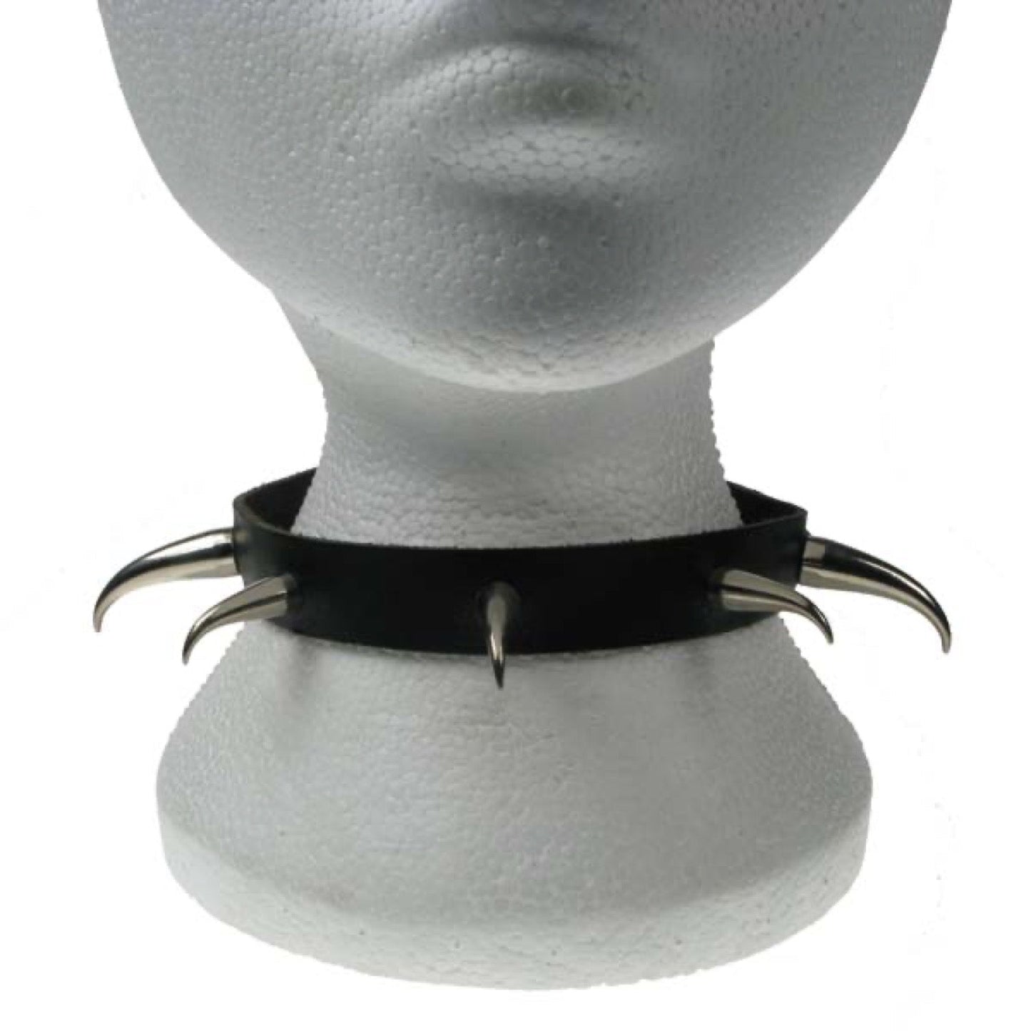 NB078 1 Row Small and Medium Tusk Leather Choker