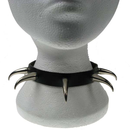 NB079 1 Row Medium Tusk Leather Choker