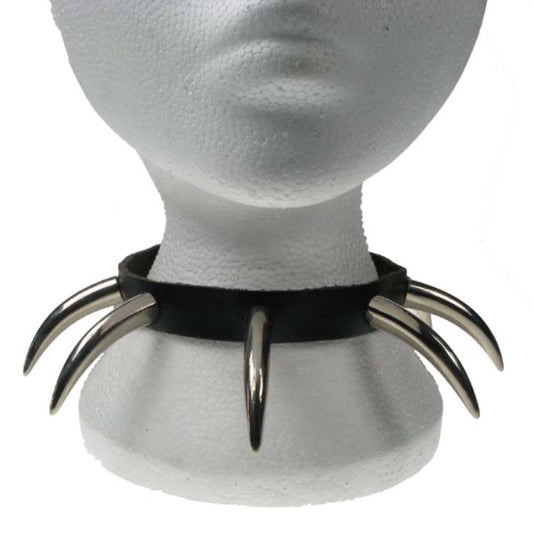 NB080 1 Row Large Tooth Leather Choker