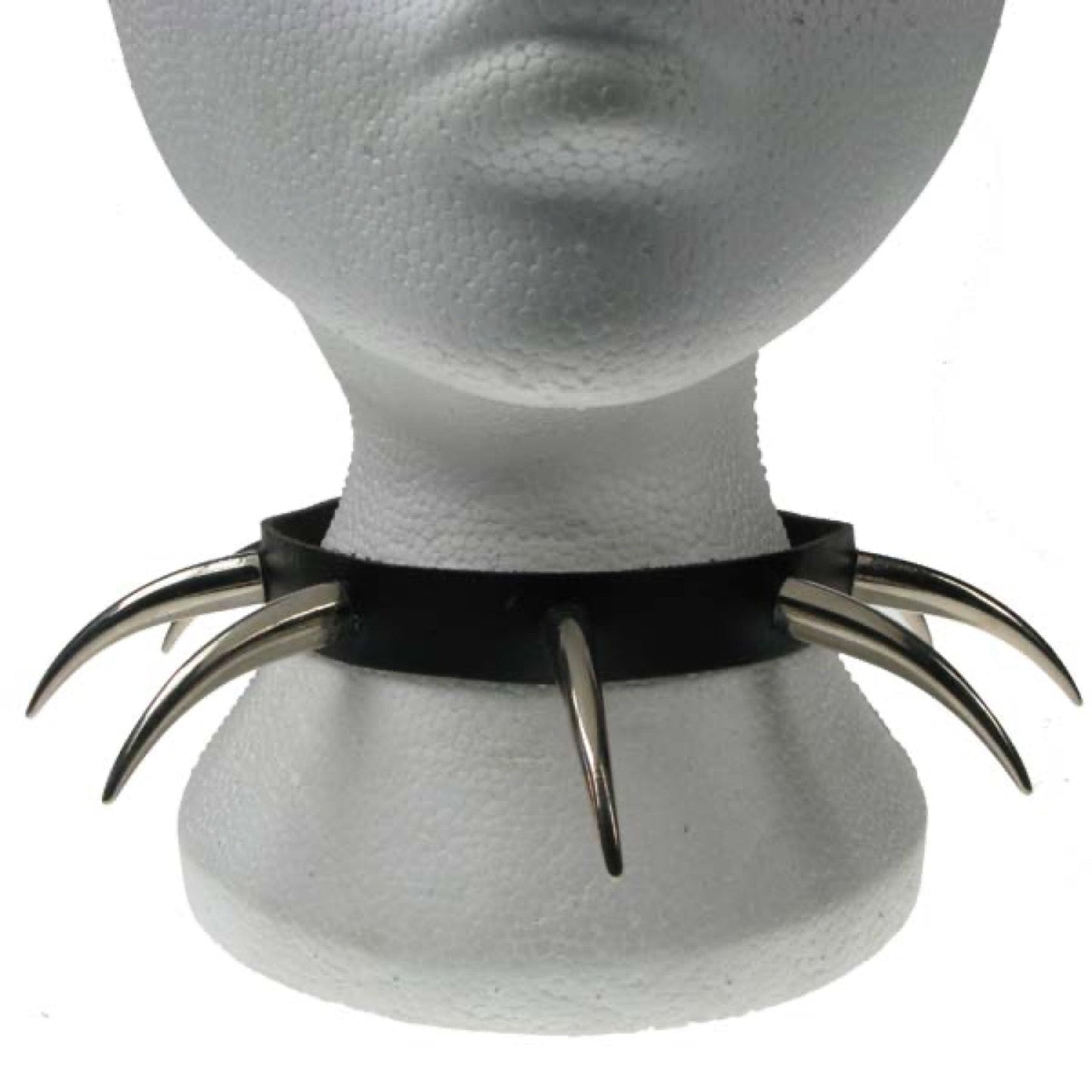 NB081 1 Row Large Tusk Leather Choker