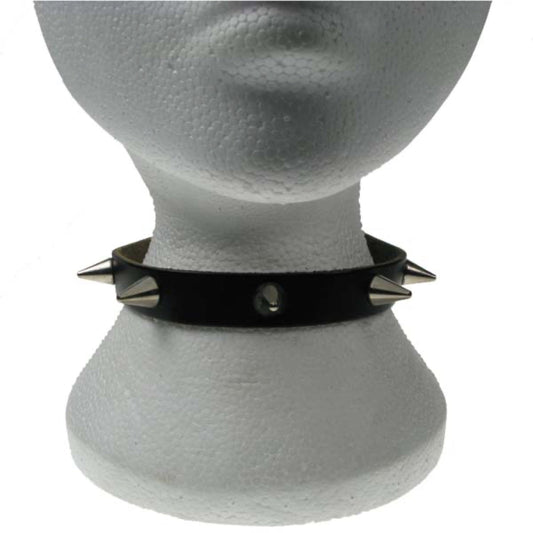 NB088 1 Row Small Cone Spike Leather Choker