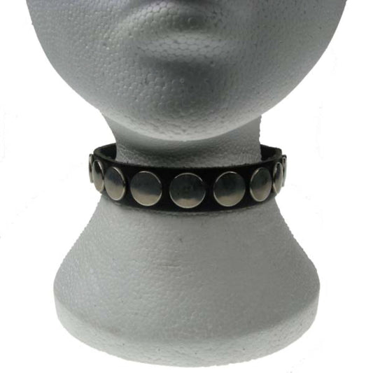 NB097 1 Row Button Leather Choker