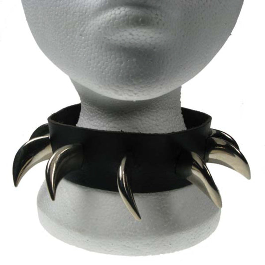 NB100 2 Saber Tooth Leather Choker