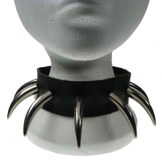 NB101 1 Row Tooth Leather Choker