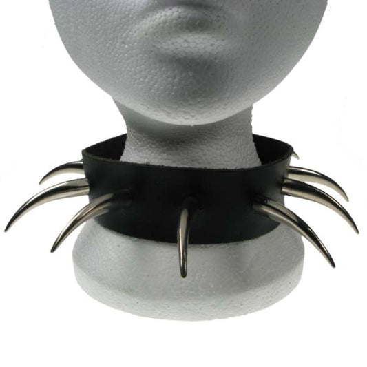 NB102 1 Row Large Tusk Leather Choker