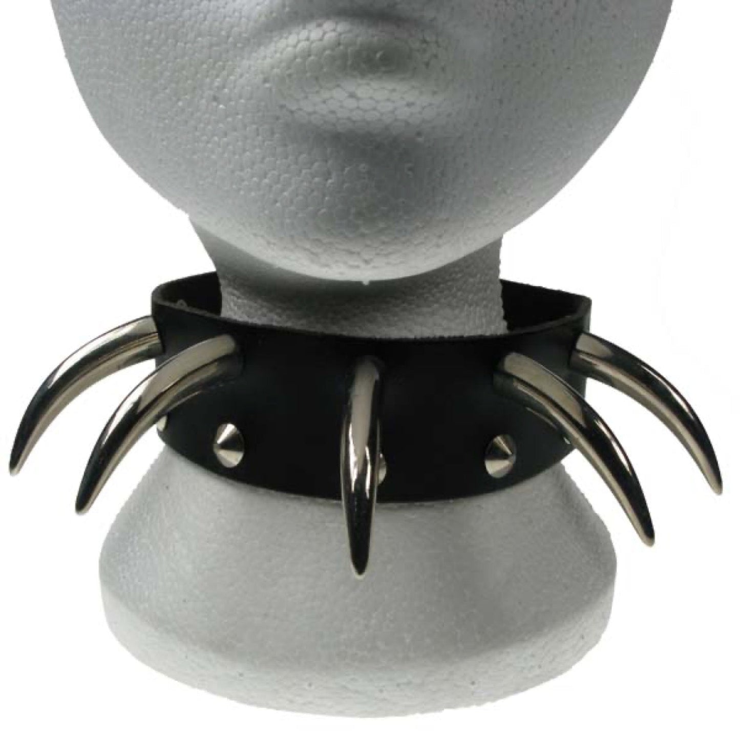 NB109 2 Row Conical and Large Tooth Leather Choker