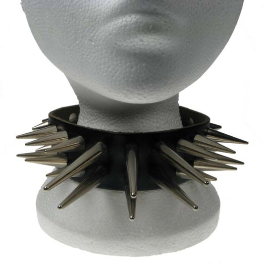 NB120 2 Row Small, Medium and Large Cone Spike Leather Choker