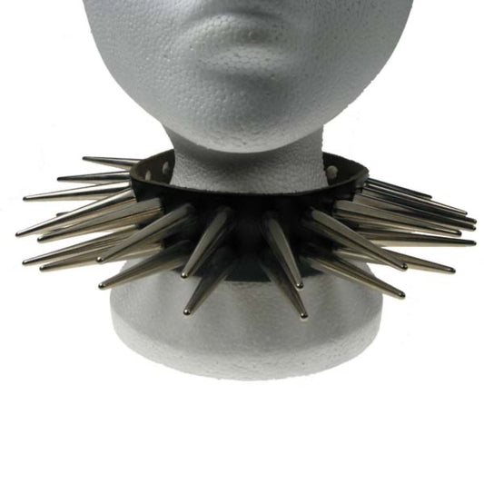 NB121 2 Row Large Cone Spike Leather Choker