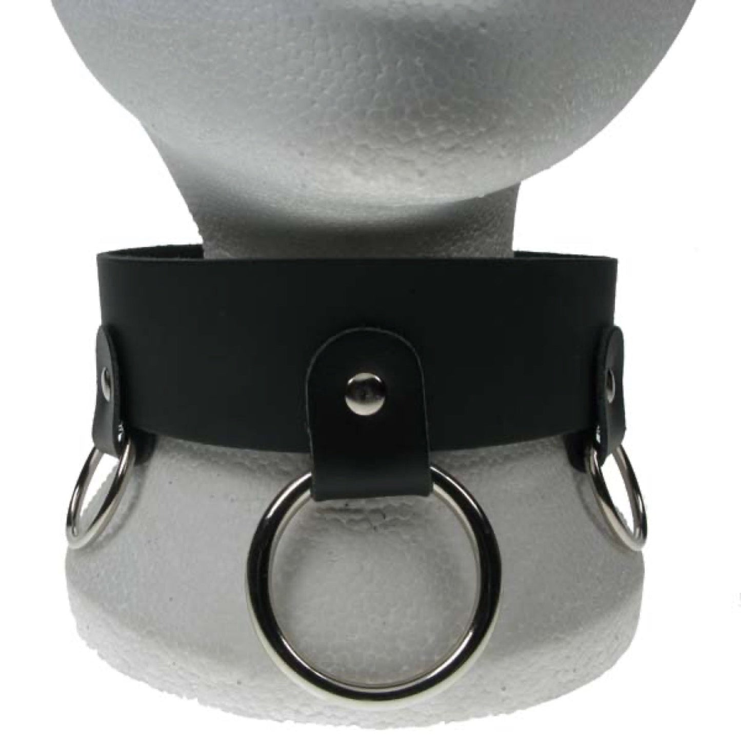 NB131 2 Row width Medium and Large rings Leather Choker