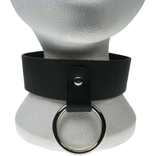 NB132 2 Row Large ring Leather Choker