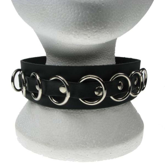 NB140 2 Row width small rings Leather Choker