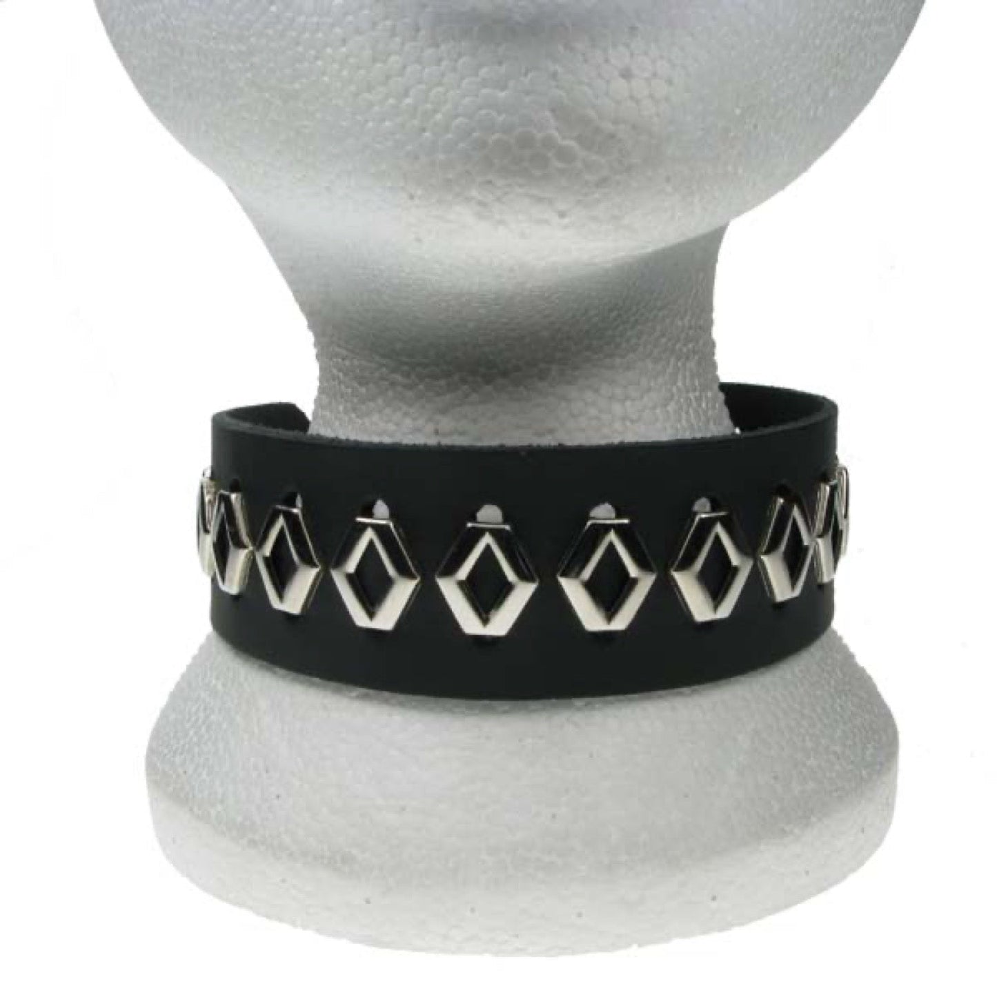 NB149 2 Row width 1 Row open hexagon Leather Choker