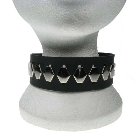 NB153 2 Row width 1 Row hexagon fitting Leather Choker