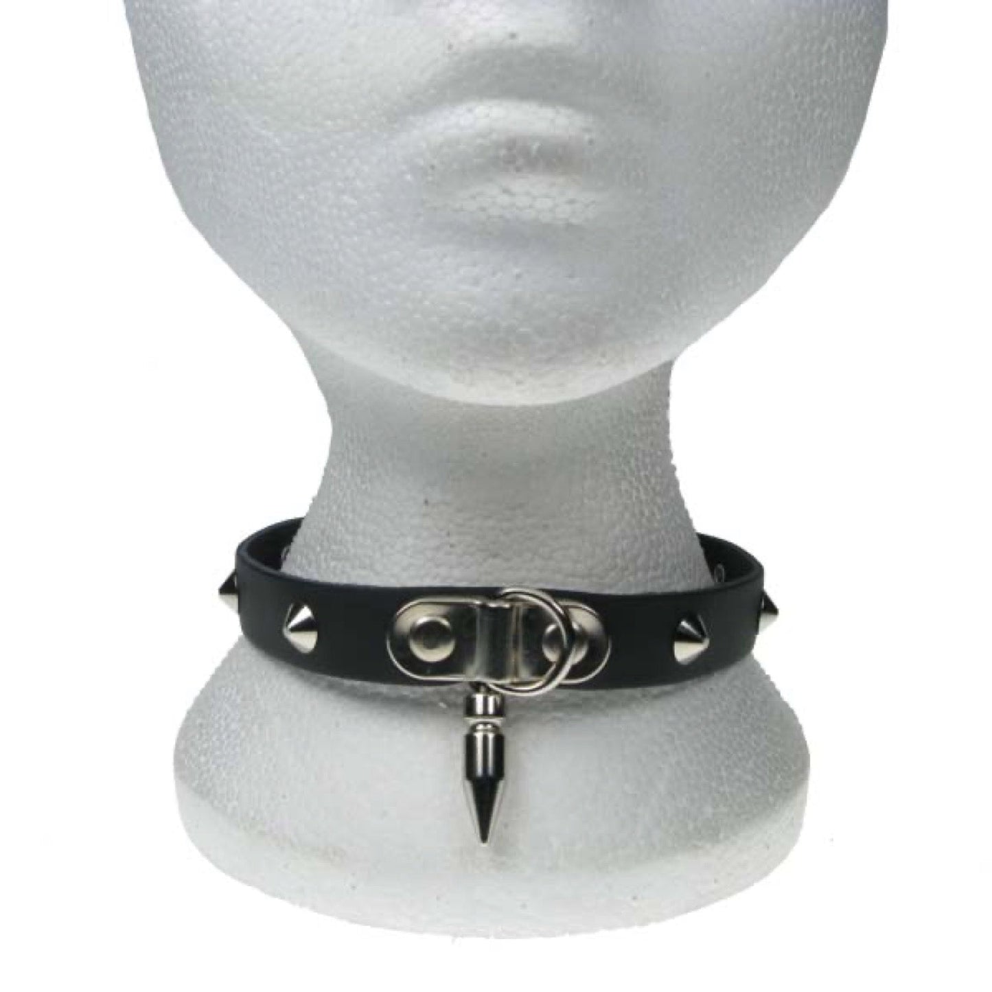 NB165 1 Row Conical medium Spike in middle Leather Choker