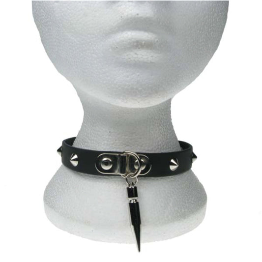 NB166 1 Row Conical with large Spike in middle Leather Choker