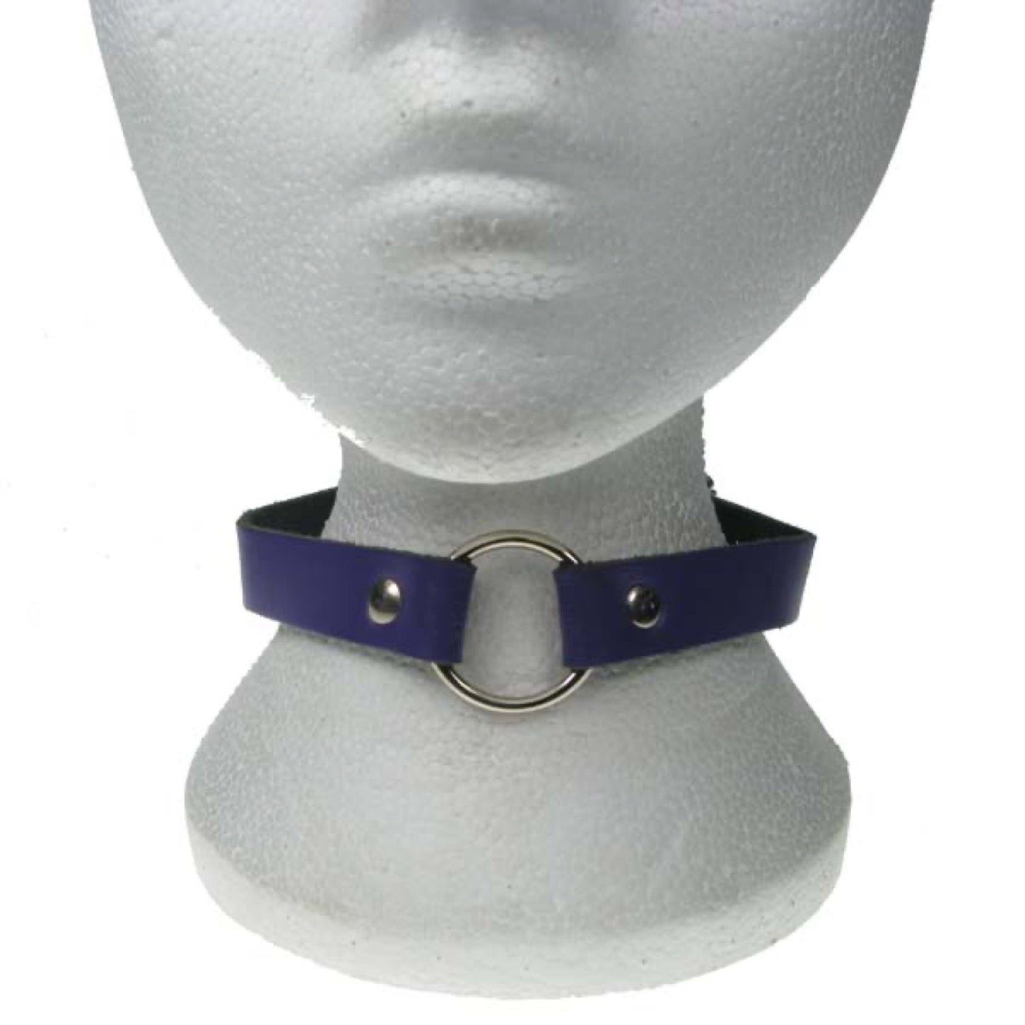 NB177 1 Row purple Choker with 1 small ring Leather Choker - Purple