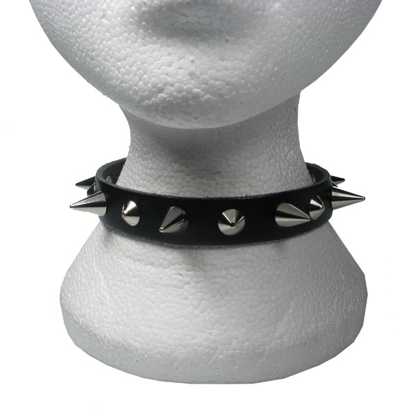 NB186 1 Row Conical and Small Cone Leather Choker
