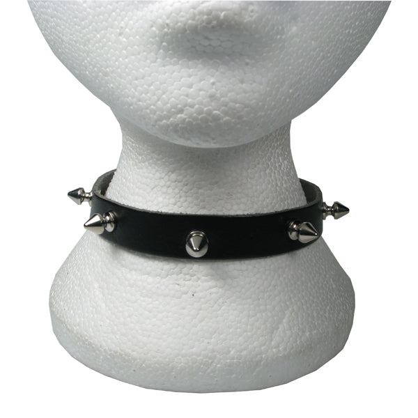 NB194 1 Row Spike Leather Choker