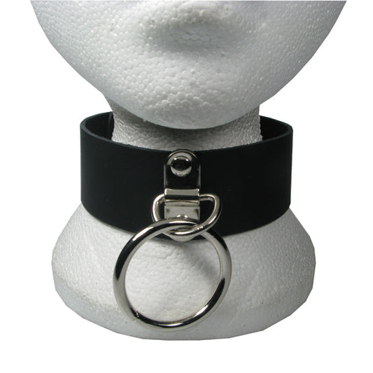 NB202 2 Row Large Ring with Handle Plate Leather Choker