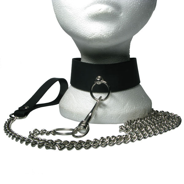 NB215 2 Row width with chain and 1 Row width lead Leather Choker