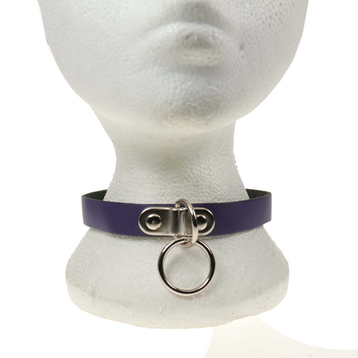 NB238B 1 Row Handle Plate with Small Ring Leather Choker PURPLE