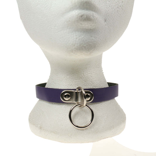 NB238B 1 Row Handle Plate with Small Ring Leather Choker PURPLE
