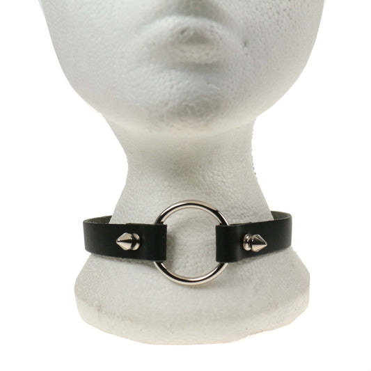 NB241 1 Row Ring with Spike Leather Choker