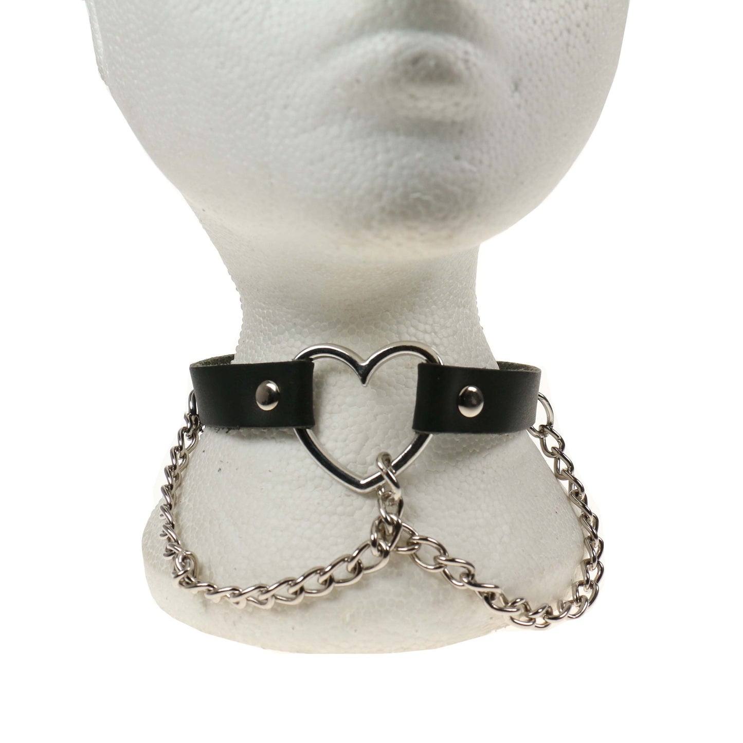 NB244 1 Row Heart Fitting with Chain Leather Choker