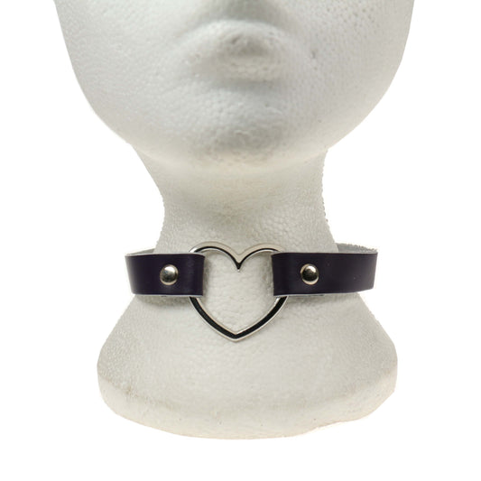NB245H 1 Row Heart Fitting Leather Choker VIOLET