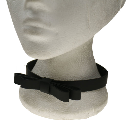 NB257 1 Row Bow Leather Choker