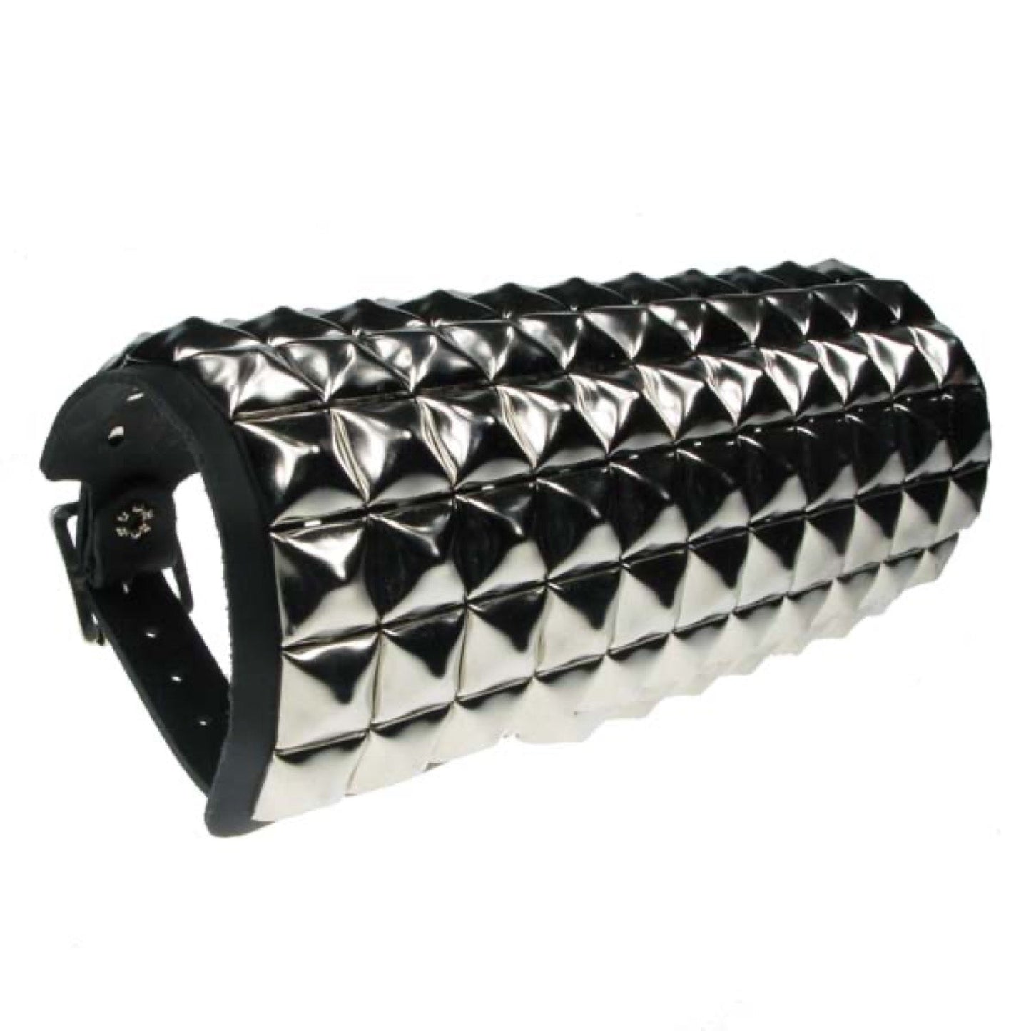 WB014 11 Row Pyramid Leather Wristband - Black