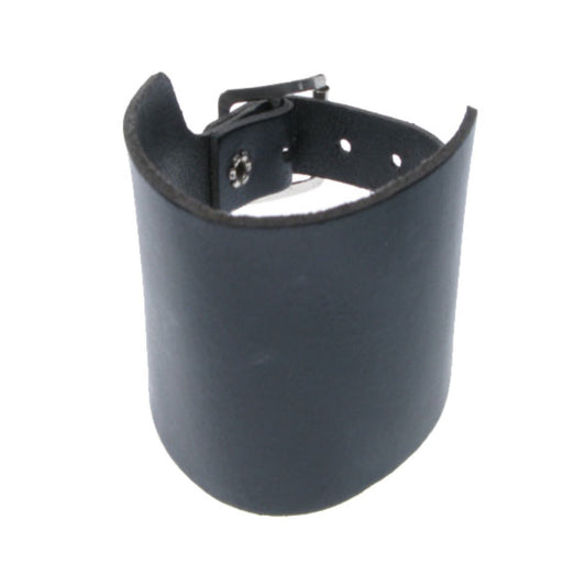 WB030 3 Row Plain Leather Wristband - Black