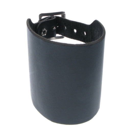 WB031 4 Row Plain Leather Wristband - Black