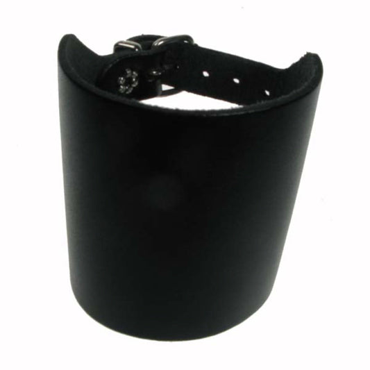 WB032 5 Row Plain Leather Wristband - Black