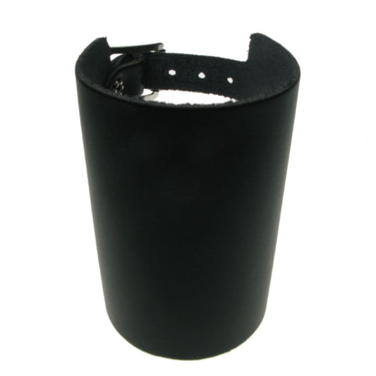 WB033 7 Row Plain Leather Wristband - Black