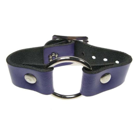 WB155C 1 Row Small Ring Join Leather Wristband - Purple