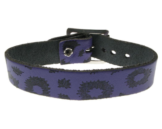 WB235 1 row leopard print Leather Wristband - Purple
