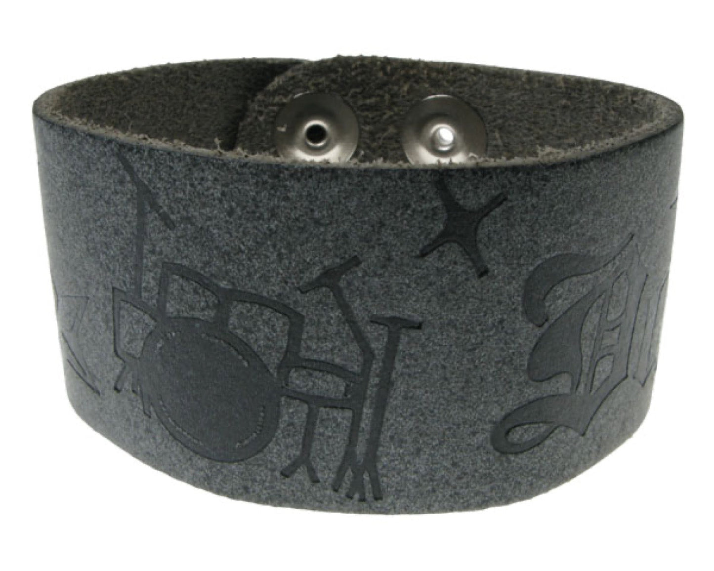 WB247 3 Row width damage print Leather Wristband - Special Grey