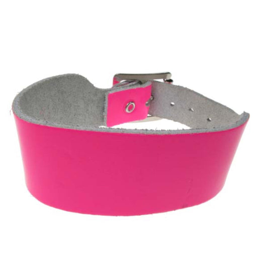 WB309C 2 ROW PLAIN FLUORESCENT   Leather Wristband -  Pink