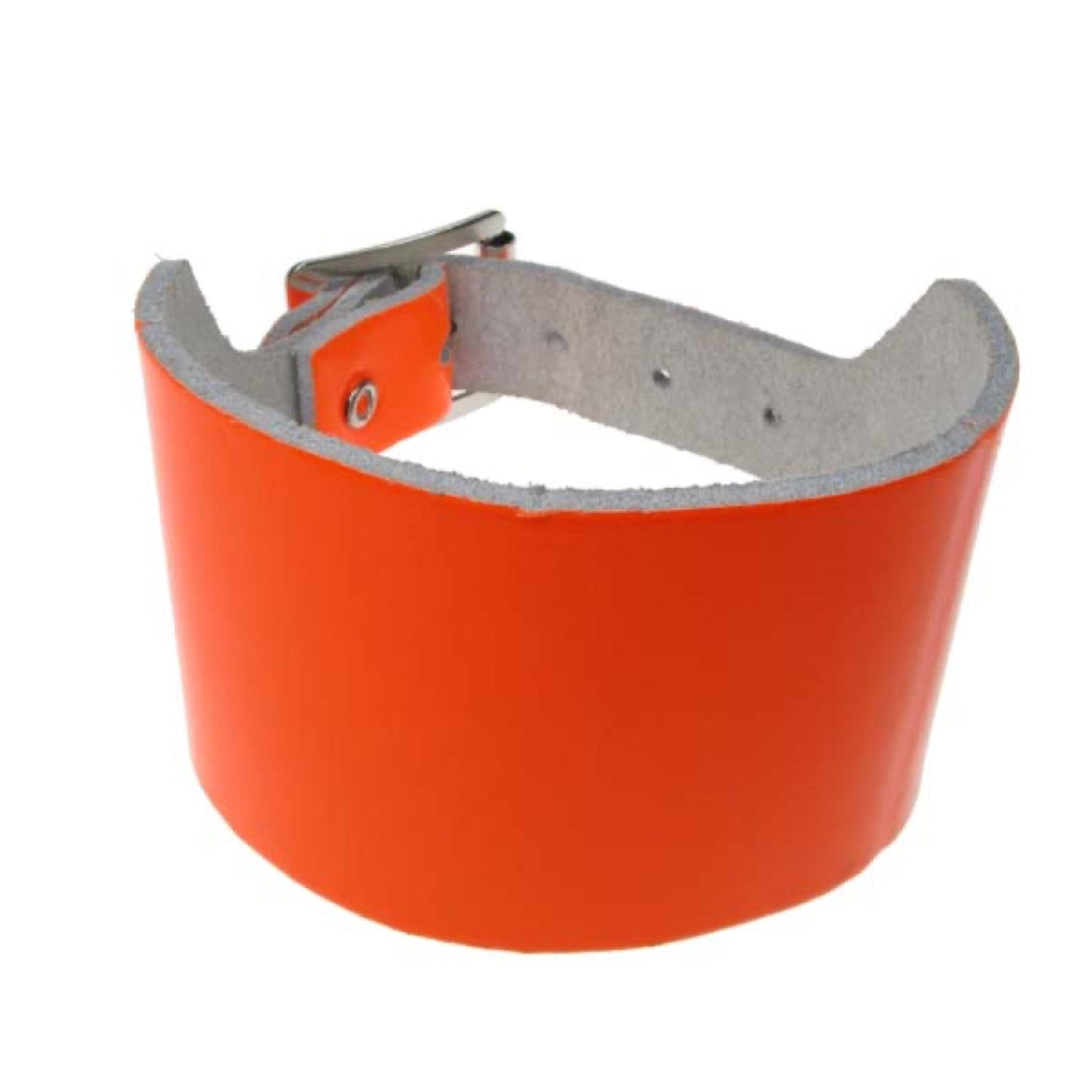 WB310 3 ROW PLAIN FLUORESCENT  Leather Wristband -  Orange