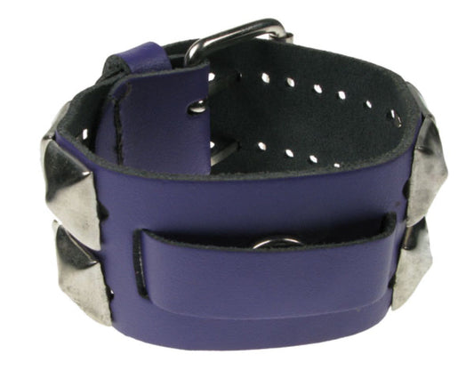 WB316 WATCH STRAP PYRAMID Leather Wristband - Purple