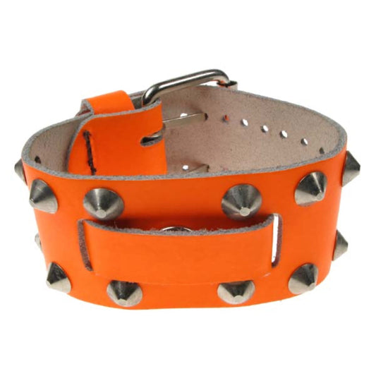 WB318 WATCH STRAP CONICAL Leather Wristband - F.Orange