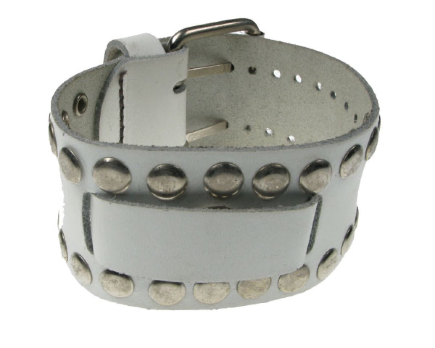 WB321 WATCH STRAP, FLAT RIVET Leather Wristband - White
