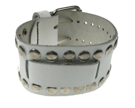 WB321 WATCH STRAP, FLAT RIVET Leather Wristband - White