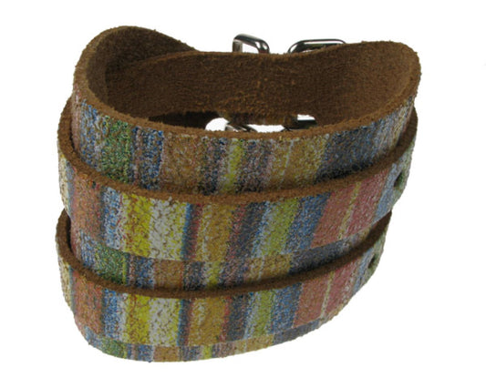 WB326 4 ROW WIDTH, WRAP ROUND WB, MULTI COLOURED Leather Wristband