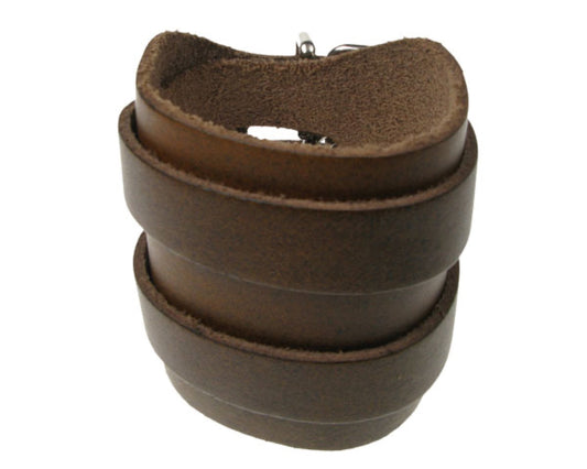 WB328 4 ROW WIDTH, WRAP ROUND WB, SPECIAL BROWN Leather Wristband - Brown